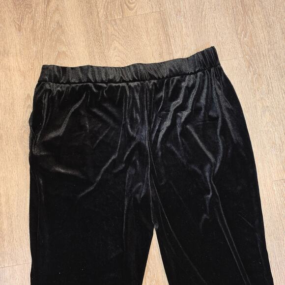 Calligraphie Black Velvet High Rise Wide Leg Pants Size XL Elastic Waist Trouser - Picture 5 of 7